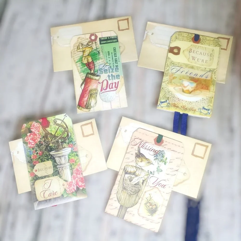 Gift Tag Friendship Magnetic Booklet with Envelope & Ribbon - Set of 4